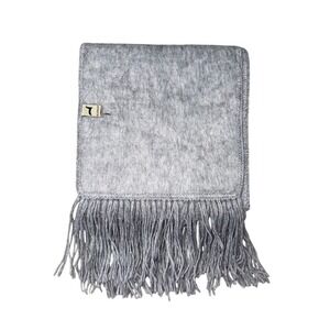 Alpaca Wool Scarf Heather‎ Gray Fringe Trim Winter Neck Wear Unisex